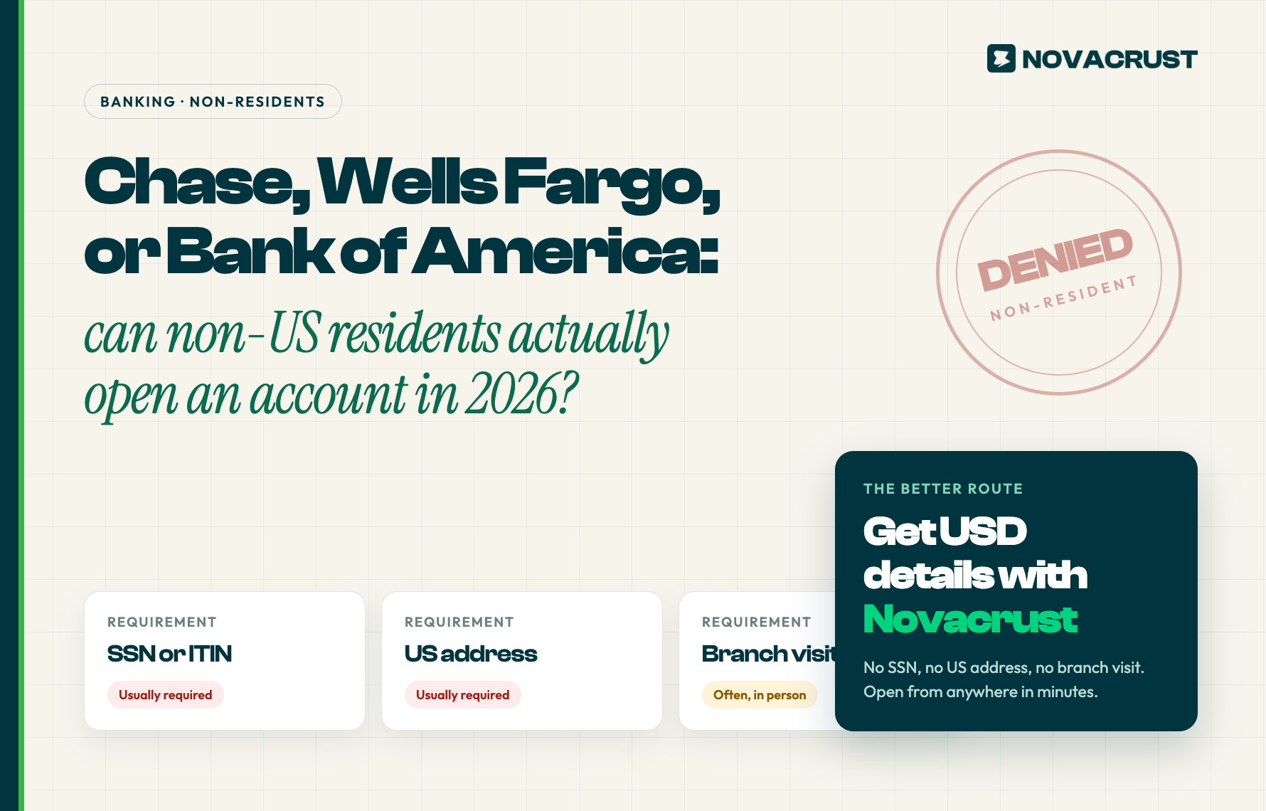 Chase, Wells Fargo, or Bank of America: Can Non-US Residents Actually Open an Account in 2026?